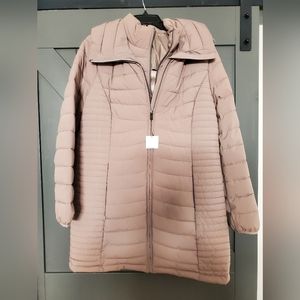 NWT WOMENS DKNY PACKABLE PUFFER XL BEIGE